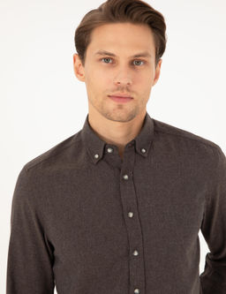 Kahverengi Slim Fit Uzun Kollu G_mlek