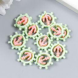 Цена за 10 шт. Пластиковый декоративный элемент Арт Узор. Якорь и штурвал, 1.6?1.5 см