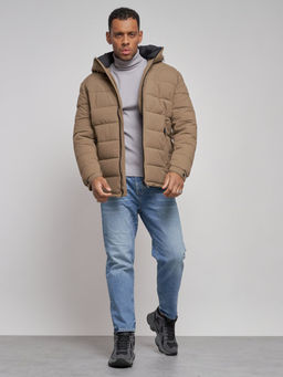 Куртка спортивная мужская зимняя с капюшоном коричневого цвета 8357K - Wonderrman фото 14