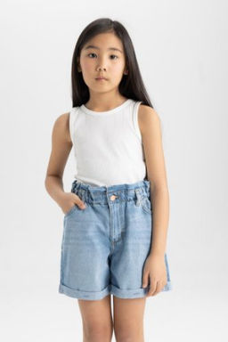 K?z Cocuk Bisiklet Yaka Basic Duz Atlet