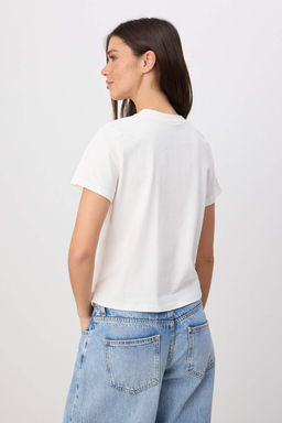 Ekru Nak__l_ Regular/Normal Kal_p K_sa Kollu %100 Pamuk _rme T-Shirt TWOSS26TS00124 - Trendyolmilla фото 4