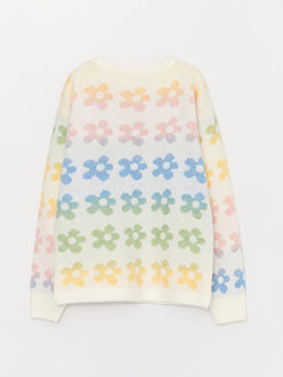 Bisiklet Yaka Desenli Uzun Kollu K?z ?ocuk Triko Kazak - Waikiki фото 2