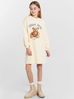 Платье для девочек бежевое с принтом Teddy bear - Mark formelle фото 2