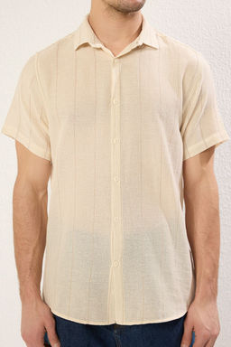 TRENDYOL MAN Premium Siyah Regular Fit Cizgili Dokulu Yazl?k Gomlek TMNSS23GO00063 - Trendyolmilla фото 4
