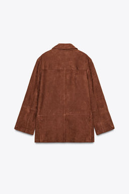 ZW COLLECTION LIMITED EDITION OVERSIZED SUEDE LEATHER BLAZER - Zara фото 8
