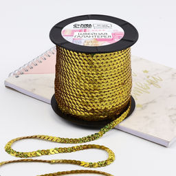 Пайетки на нити, голография, 6 мм, 91±1 м, цвет золотой