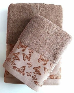 Махровое полотенце Вальс бабочек-кофе 50*90 см. хлопок 100%