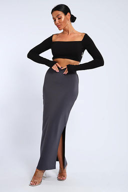 Юбка, футер (01056, черный макси) - Плиона фото 44