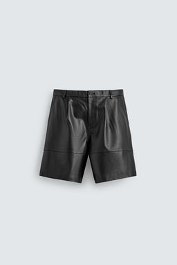 BERMUDA RELAXED FIT PIEL PLIEGUES / Negro - Zara фото 7