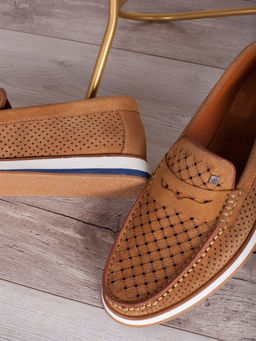 Мокасины мужские мега комфорт/ Слиперы мужские тренд/ Лоферы практичные 1302-01-L1 Рыжий2 - Piniolo фото 4