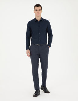 Lacivert Slim Fit Uzun Kollu G_mlek