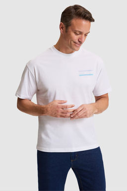 Erkek Beyaz Comfort Fit Bisiklet Yaka Ti__rt