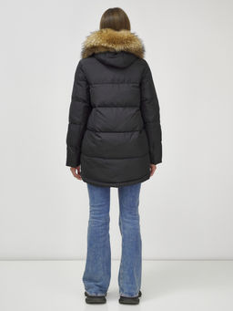 Куртка Бренд Visdeer ПРЕМИУМ КЛАССА зимняя с мехом ЕНОТА, черного цвета