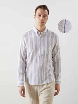 Regular Fit Uzun Kollu ?izgili Erkek G?mlek