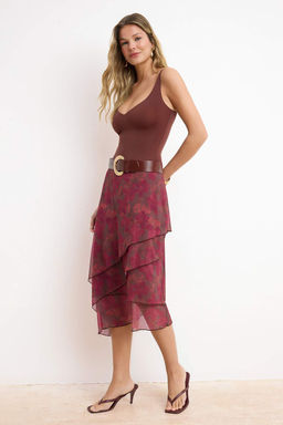 Bordo F?rf?rl? Soyut Desenli Orme Etek TWOAW26ET00084