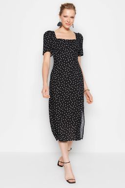 TRENDYOLMILLA Siyah Puantiye Desenli A -Kesim Midi Dokuma Viskon Desenli Elbise TWOSS23EL00487  фото 3