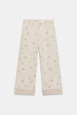 JEANS ZW COLLECTION TAPERED TIRO MEDIO FLORES / Beige - Zara фото 8