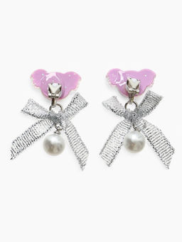 Серьги-клипсы детские «Выбражулька» коала с бантом и жемчужиной, цветные