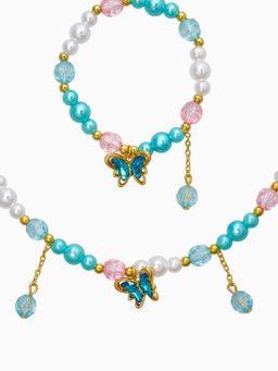 Набор детский «Выбражулька. Бабочка с бусиной», 2 предмета: бусы, браслет, розовый, голубой