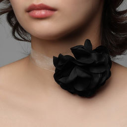 Чокер Танго бутон, цвет чёрно-белый, 30см