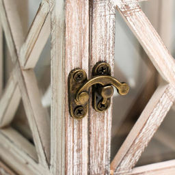 Деревянный подсвечник - фонарь на 1 свечу «Ставни», состаренный, 22×11.5×11.5 см