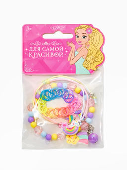 Цена за 2 шт. Браслет детский набор 3 шт. «Выбражулька. Радуга», подвеска с бусиной, разноцветный