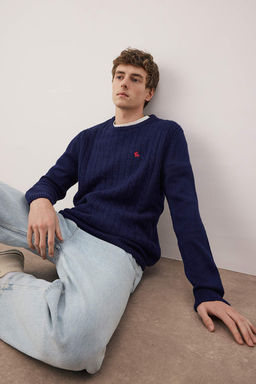 Lacivert Regular Bisiklet Yaka Animal Kazak TMNAW26KZ00006 - Trendyolmilla фото 2