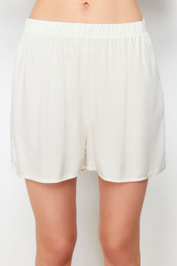 Trendyolmilla Beyaz Kurdele/Fiyonk ve Biye Detayl? Viskon Sortlu Dokuma Pijama Tak?m? THMSS24PT00290 фото 10