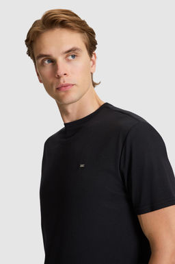 Erkek Siyah Regular Fit Bisiklet Yaka Basic Ti__rt