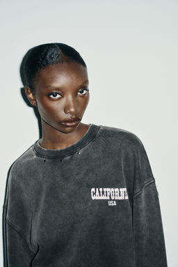 WASHED SLOGAN SWEATSHIRT - Zara фото 2