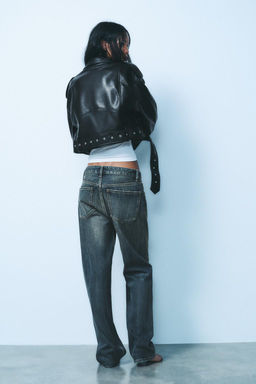 FAUX LEATHER CROPPED BIKER JACKET - Zara фото 4