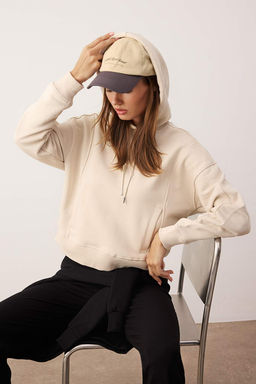 Tas Oversize/Genis Kal?p Kal?n Ici Polarl? Orme Sweatshirt TWOAW26SW00209