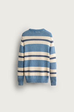 JERSEY REGULAR FIT JACQUARD RAYAS LAVADO / Azul