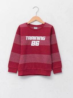 Bisiklet Yaka Bask?l? Uzun Kollu Erkek ?ocuk Sweatshirt