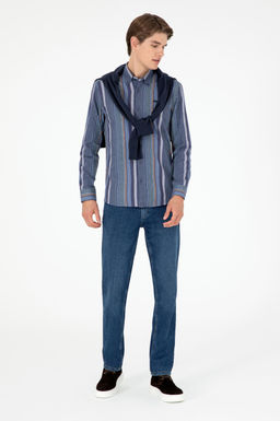 Мужская темно-зеленая рубашка с длинным рукавом - U.s. polo assn фото 4