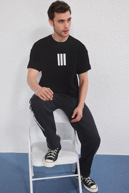 TRENDYOL MAN Ekru-Siyah Oversize/Genis Kesim 2li Paket Cizgi Bask?l? %100 Pamuk T-Shirt TMNSS25TS00210 - Trendyolmilla фото 5