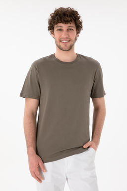 Erkek Regular Fit Bisiklet Yaka Vizon Basic Ti__rt Sepette S_rpriz _ndirim