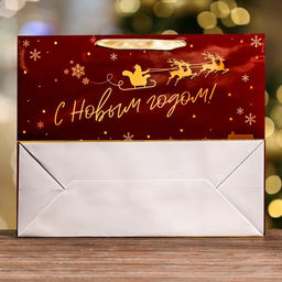 Пакет подарочный новогодний ламинированный горизонтальный «С новым годом!», 49×40×19 см