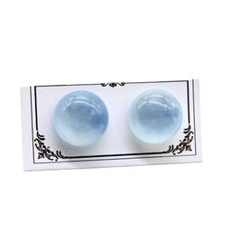 Серьги гвоздики (пусеты) из аквамарина 10мм Радуга камня