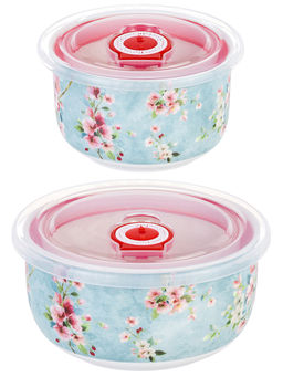 Набор 2 салатников 560 мл 13*13*6,5 см + 260 мл 10,5*10,5*6 см Яблоневый цвет на голубом без зол.к - Elan gallery фото 23