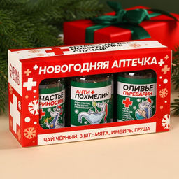 Набор чая Новогодняя аптечка, вкусы: груша, имбирь, мята, 150 г (3 шт. x 50 г). - Simaland фото 3
