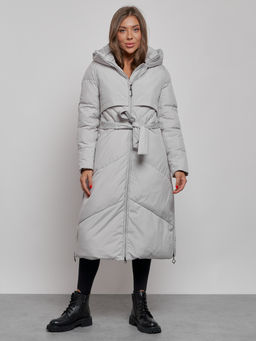 Пальто утепленное молодежное зимнее женское светло-серого цвета 52356SS - Holdluck фото 2
