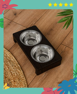 Миска "Ранго" двойная 2*0,35л, венге, 31,5*16*h6,7 RP87937 99ред99 RP87937 RP87937