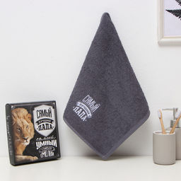 Полотенце махровое Самый лучший папа 35х50 см, 100% хлопок, 350 г/м2