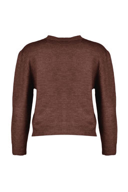 Kahverengi Yumusak Dokulu Mucevher Dugmeli Ceket Gorunumlu Triko H?rka TWOAW22HI0044