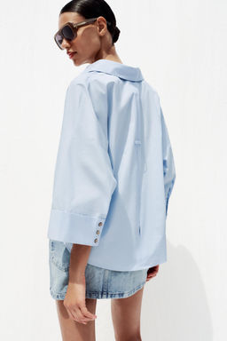 WIDE-SLEEVE POPLIN SHIRT - Zara фото 15