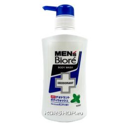 Мужское жидкое мыло с мятным ароматом Mens Biore Medicated Fresh Mint KAO, Япония, 440 мл Акция