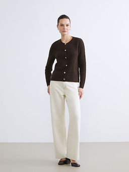 Bisiklet Yaka Kendinden Desenli Kad?n Triko H?rka