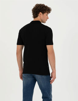 Siyah Slim Fit Polo Yaka Ti__rt - Pierre cardin фото 5