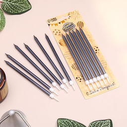 Свечи в торт Ройс, 6 шт, высокие, 12,5 см, графит металлик - Страна карнавалия фото 5